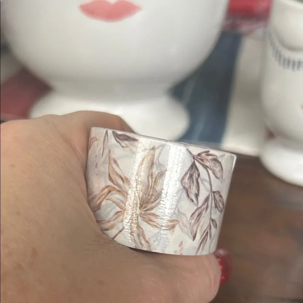 Paperminty Washi large width size Floral Cream and Brown
